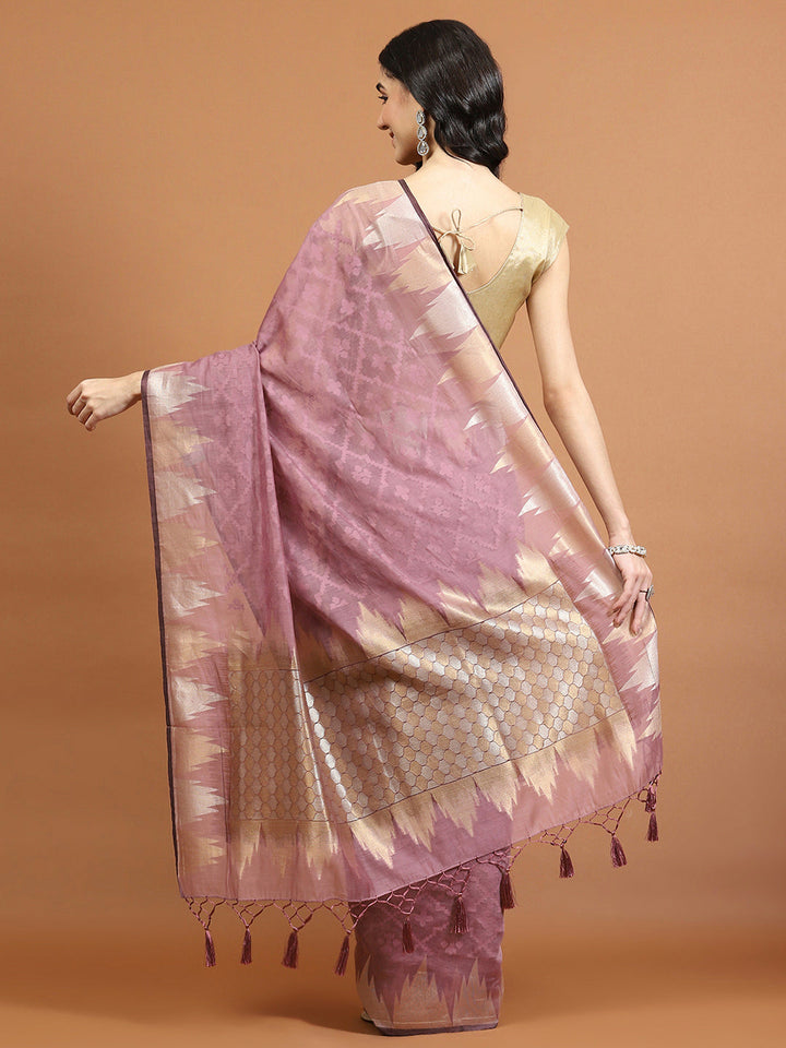 Zari Border Booti Art Silk Woven Saree
