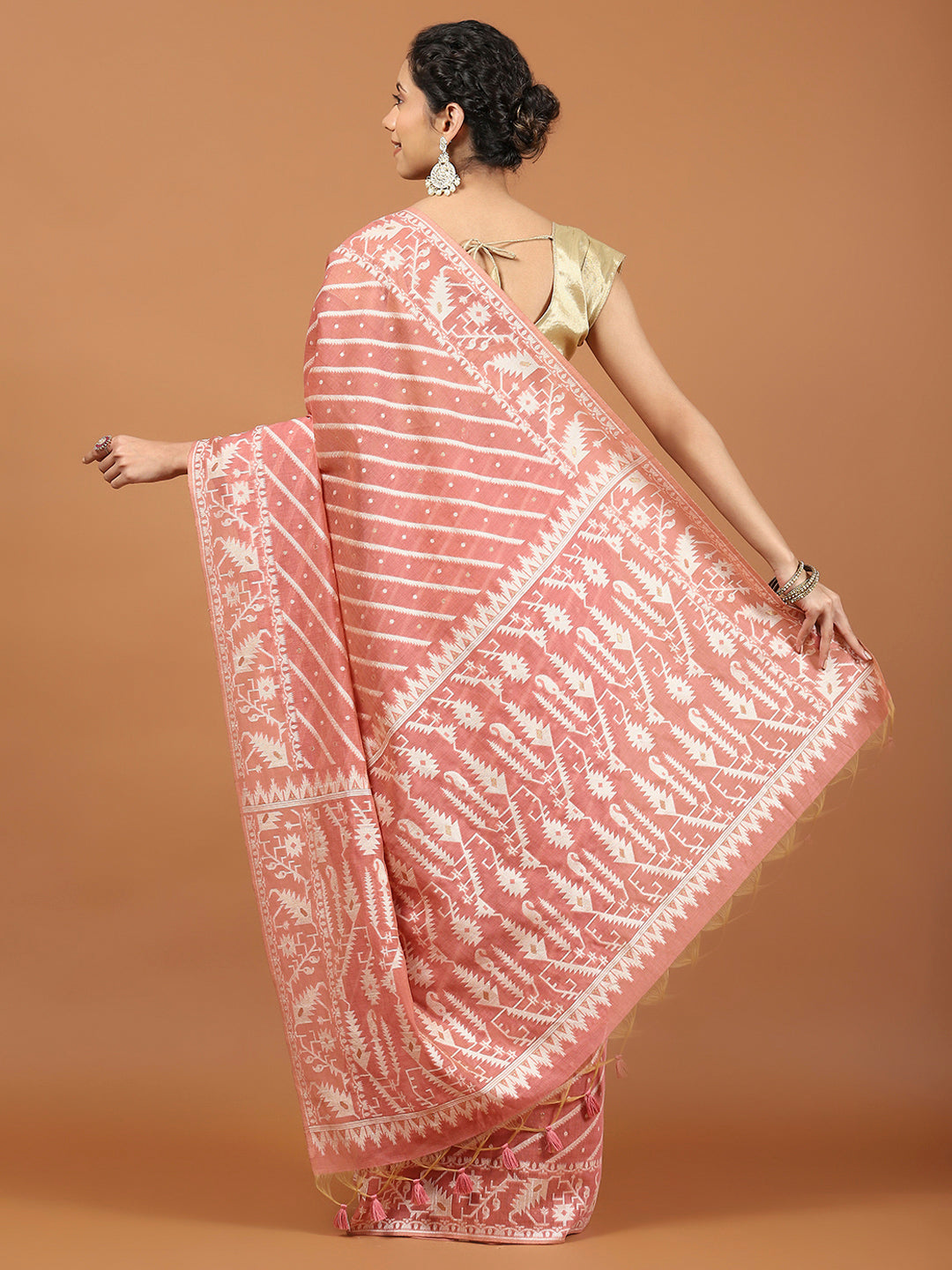 Woven Border Booti Art Silk Saree