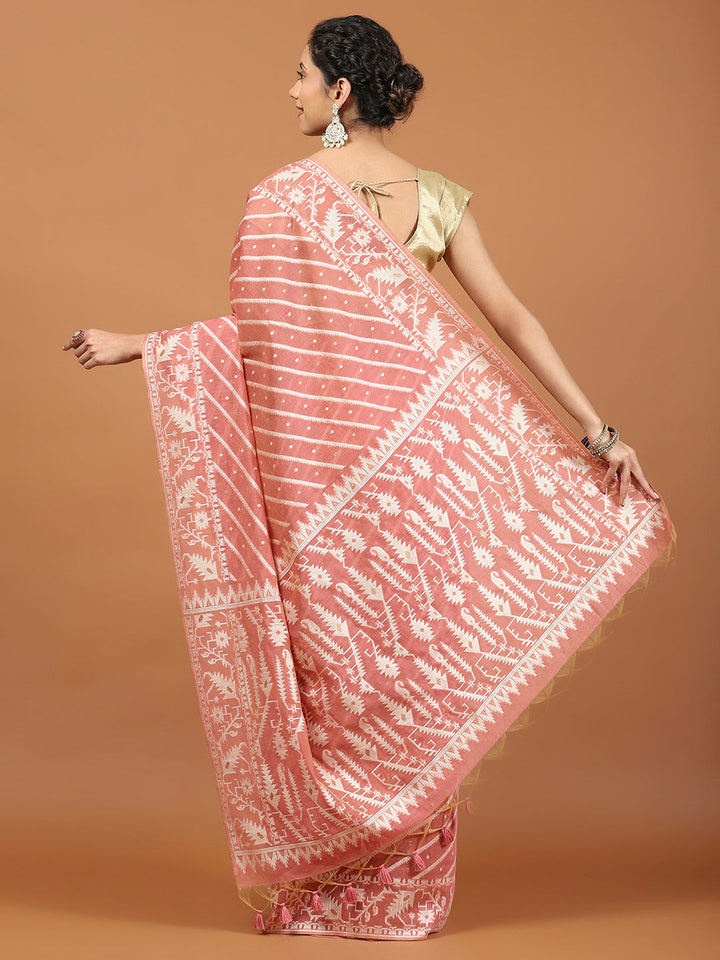 Woven Border Booti Art Silk Saree