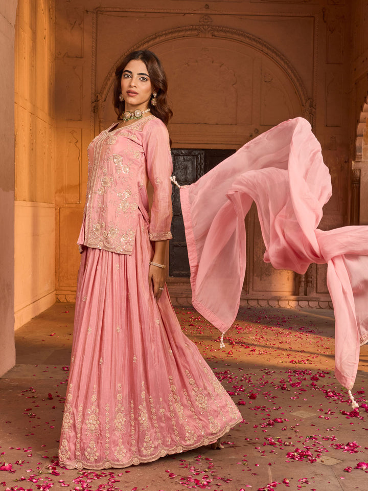 Pink Choli With Lehenga &amp; Dupatta