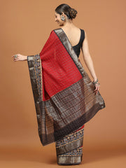 Patola Zari Border Printed Cotton Blend Woven Saree