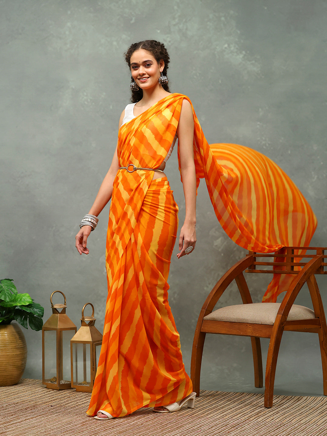 Abstract Printed Georgette Saree