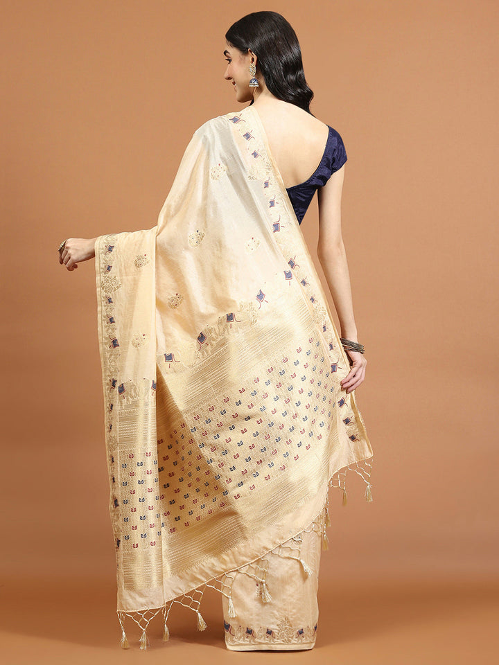 Zari Border Booti Art Silk Woven Saree