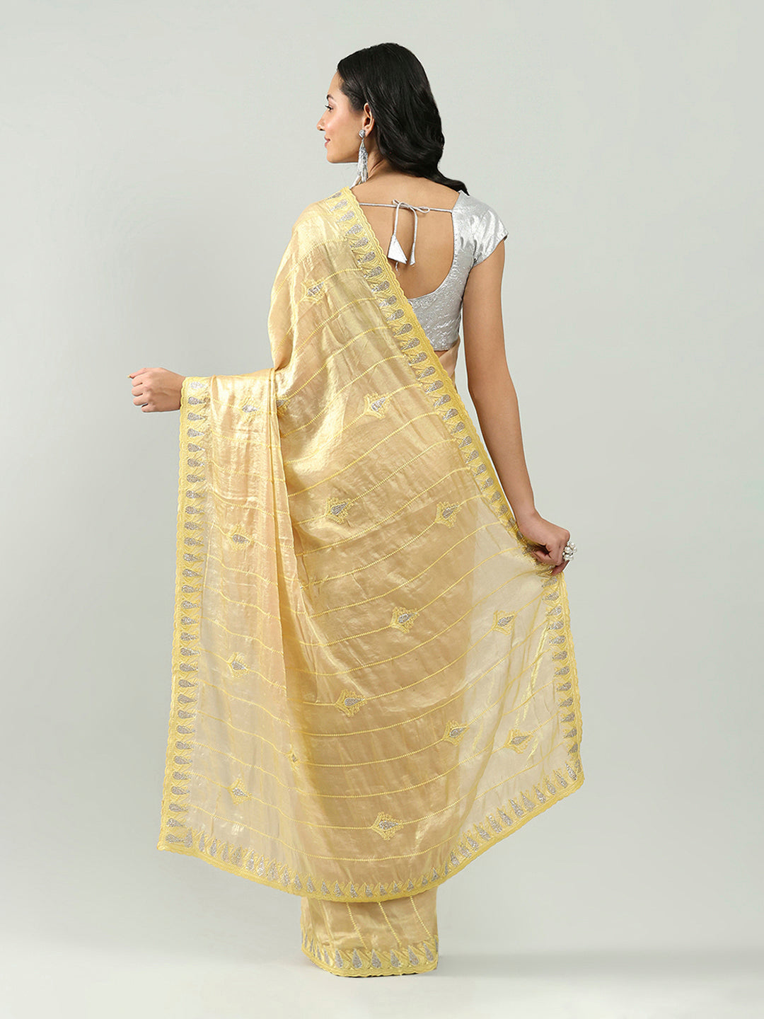 Zari Border Booti Organza Saree
