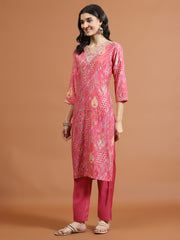 Printed Muslin Kurta With Pants