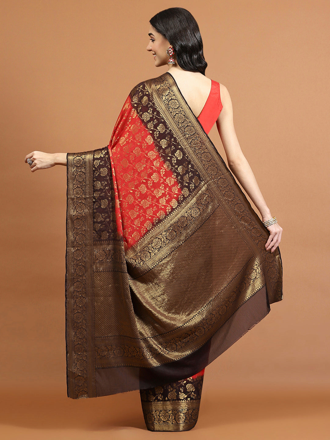Zari Border Booti Art Chiffon Woven Saree