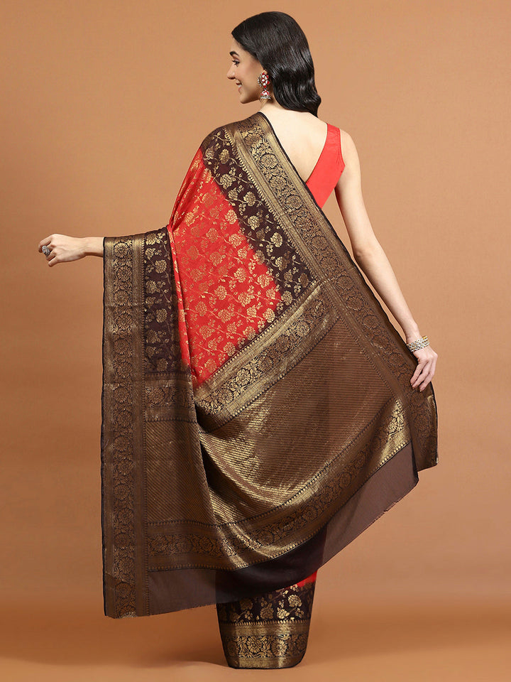 Zari Border Booti Art Chiffon Woven Saree