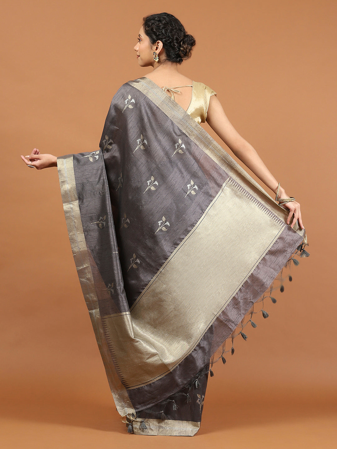 Woven Border Booti Art Silk Saree