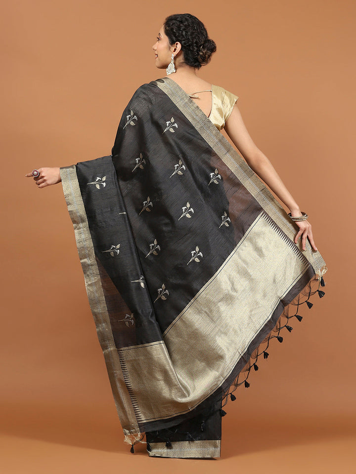 Woven Border Booti Art Silk Saree
