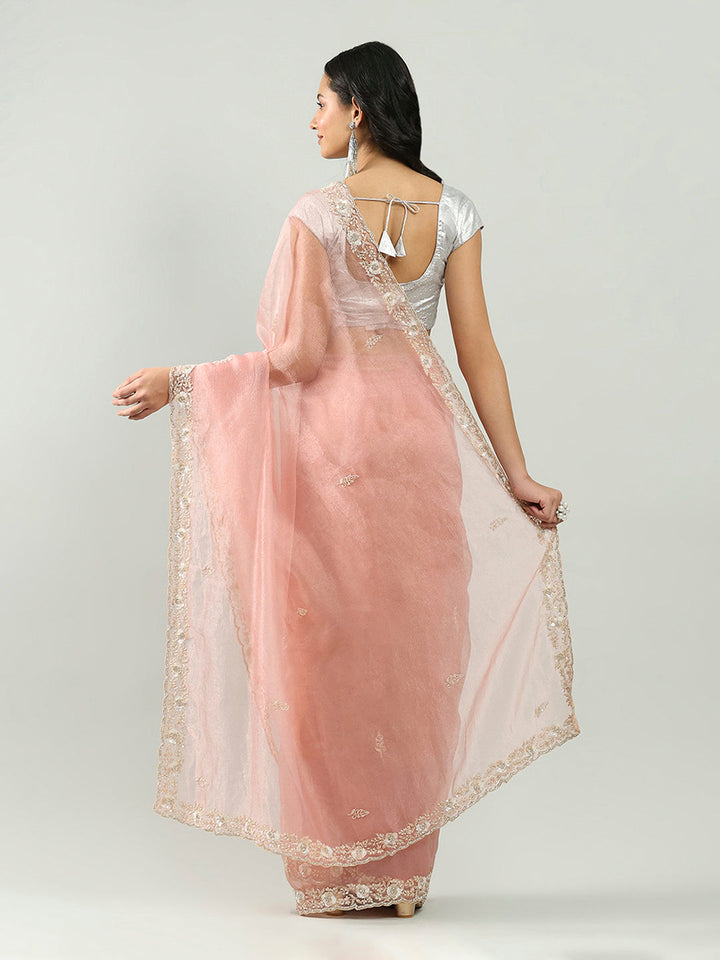 Sequence Embroidery Tissue Saree