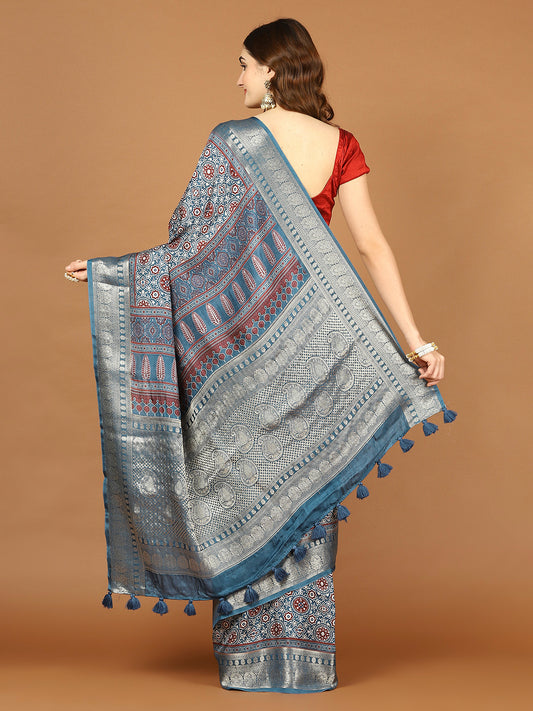 Abstract Print Art Silk Handloom Saree