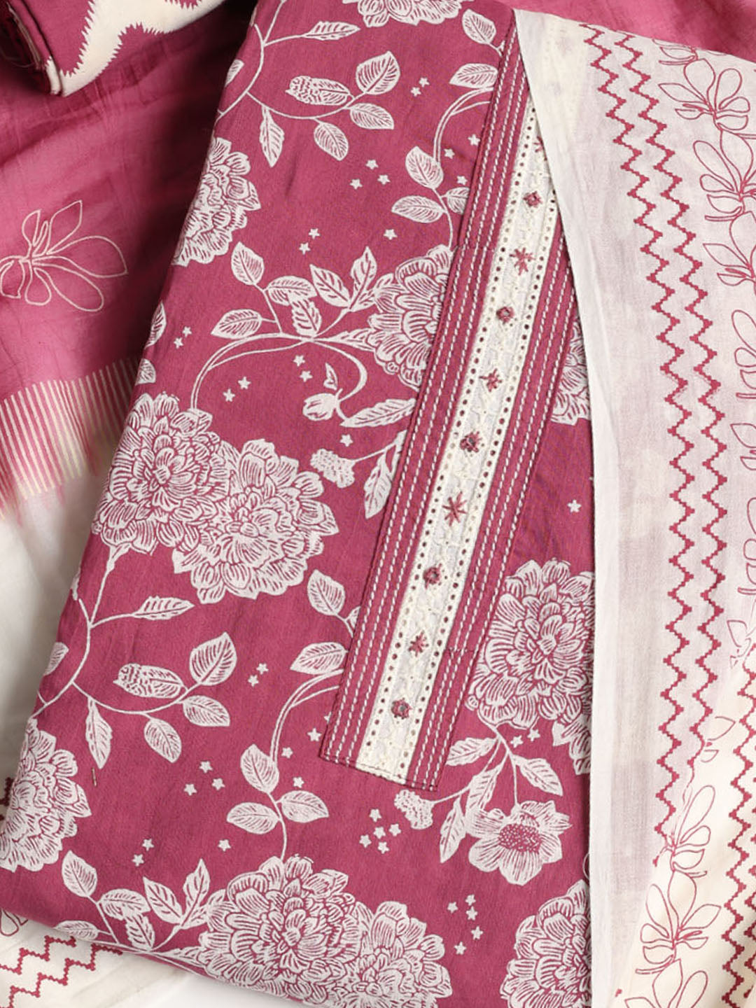 Printed Cotton Printed Unstitched Suit With Dupatta