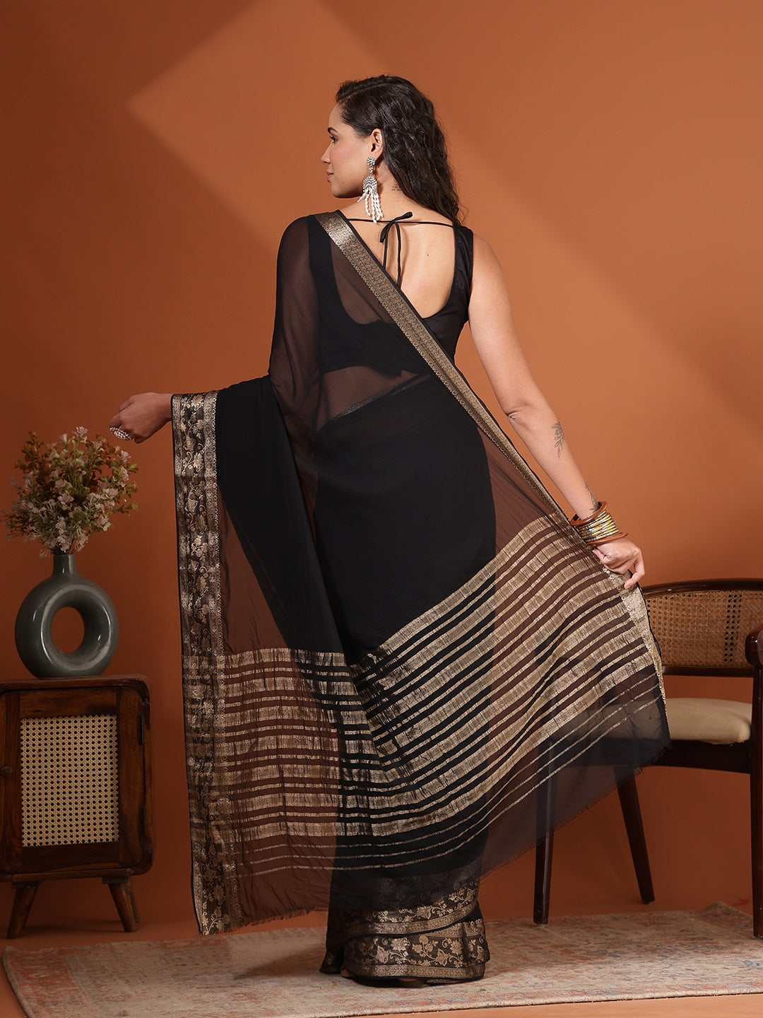 Plain Chiffon Saree