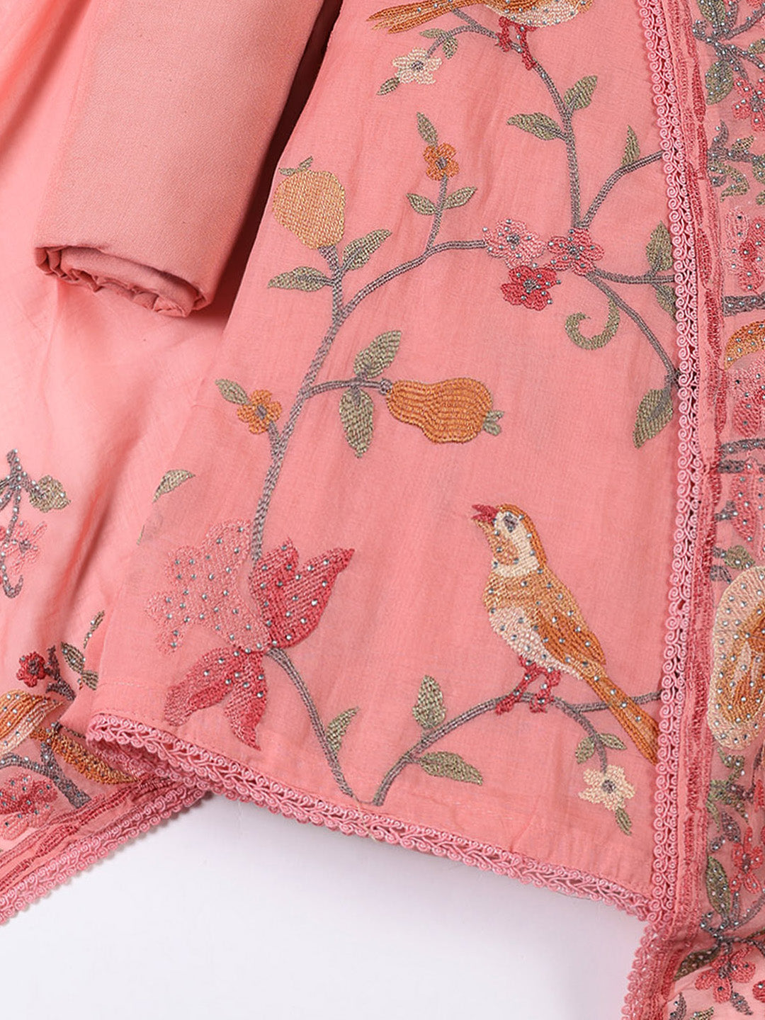 Embroidered Cotton Blend Unstitched Suit With Dupatta