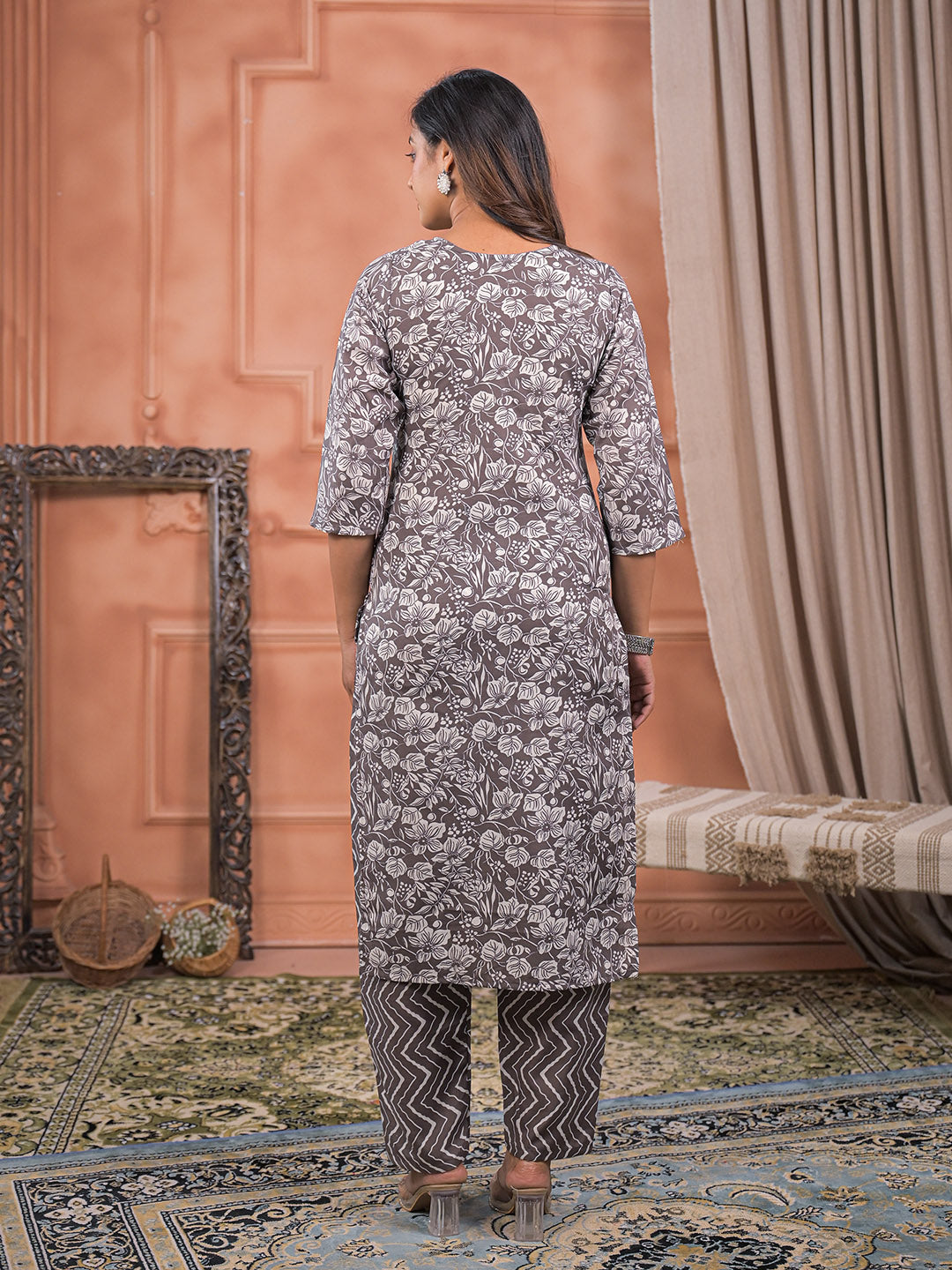 Printed Cotton Kurta With Pant &amp; Dupatta