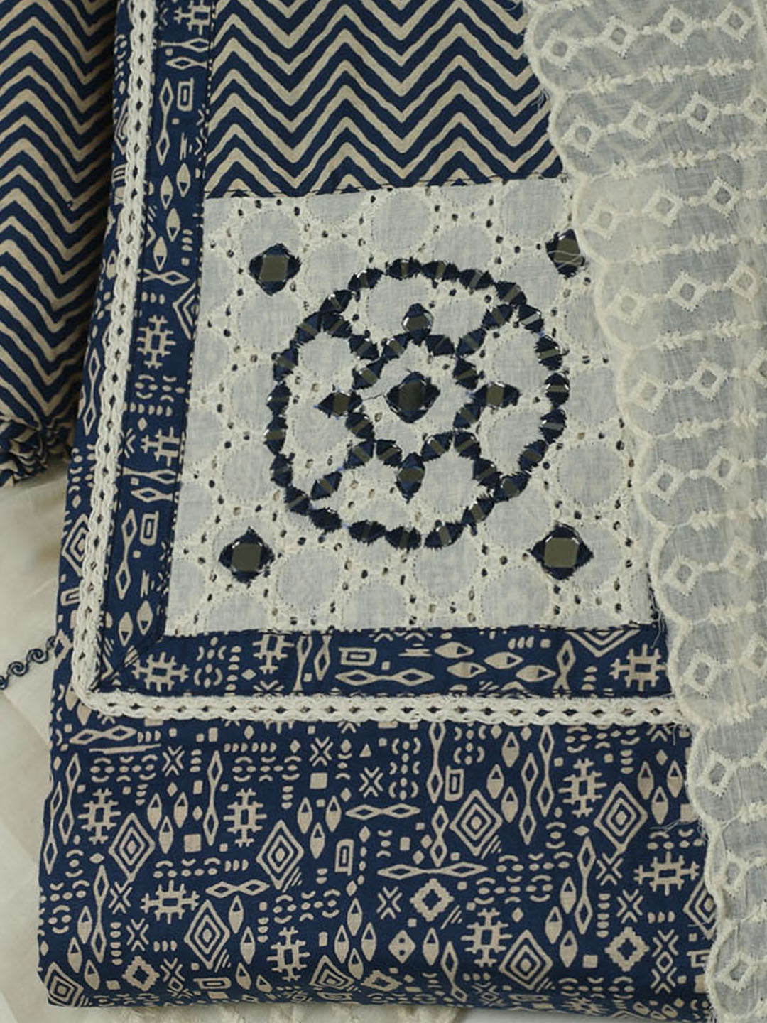 Printed Cotton Unstitched Kurta With Pant &amp; Dupatta