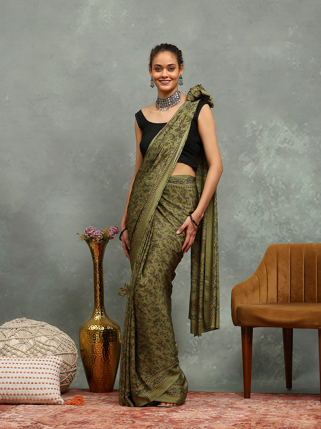 Digital Printed Crepe Saree