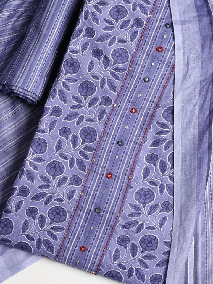 Printed Cotton Printed Unstitched Suit With Dupatta