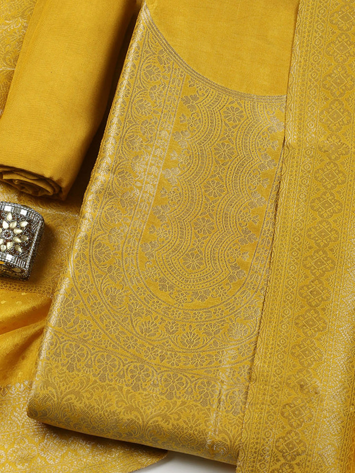 Embroidered Tissue Unstitched Suit With Pant &amp; Dupatta