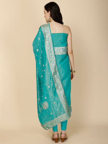 Woven Tissue Unstitched Suit Piece With Dupatta