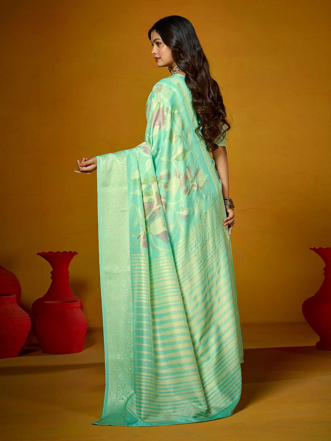 Floral Printed Art Silk Woven Saree