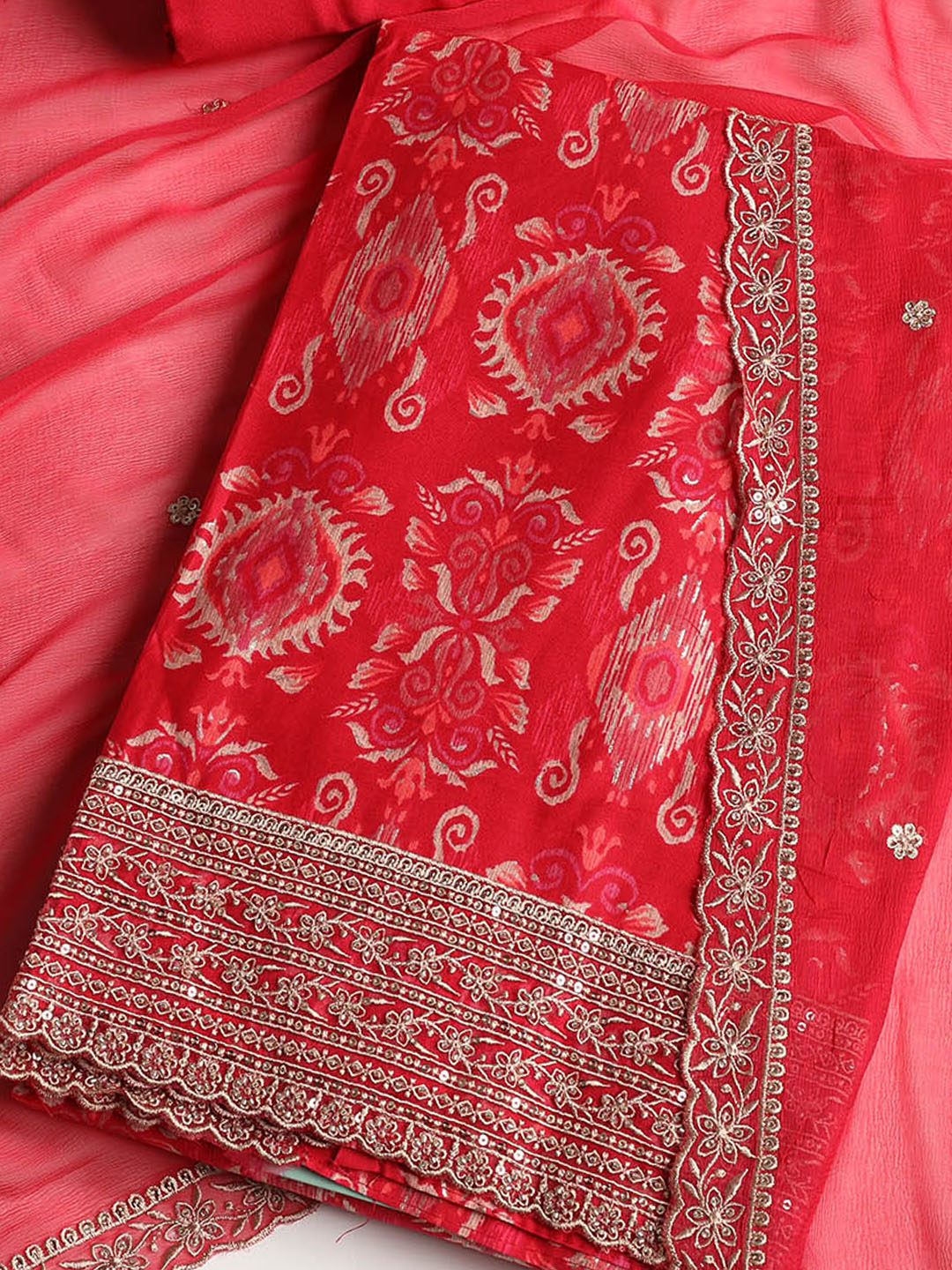 Embroidered Muslin Unstitched Suit With Dupatta