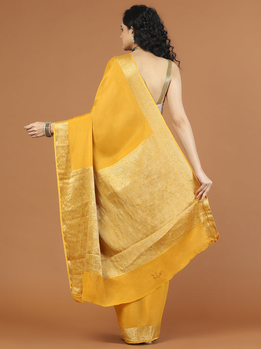 Zari Jaal Border Woven Crepe Saree