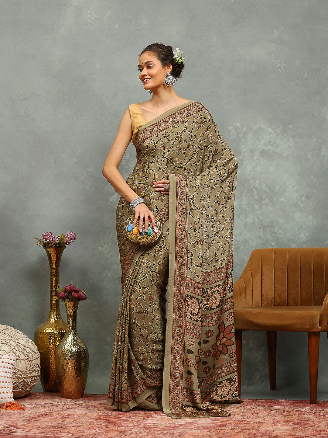 Digital Printed Crepe Saree