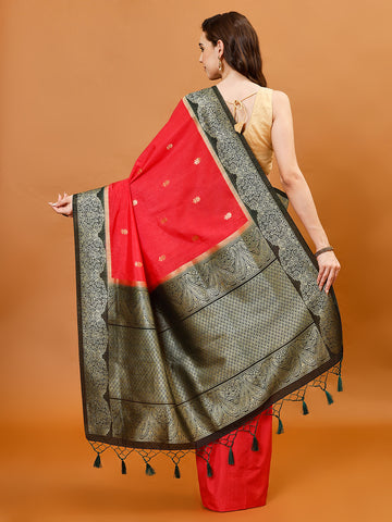 Zari Border Booti Handloom Woven Saree