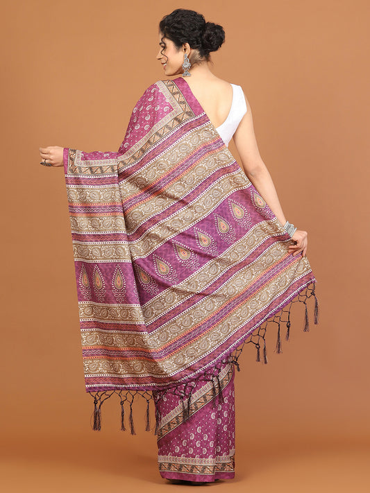 Digital Printed Tussar Woven Saree