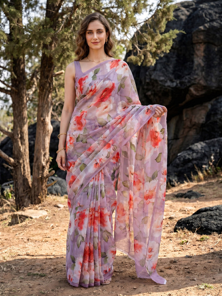 Digital Print Chiffon Saree