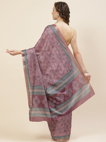 Floral Printed Tussar Saree