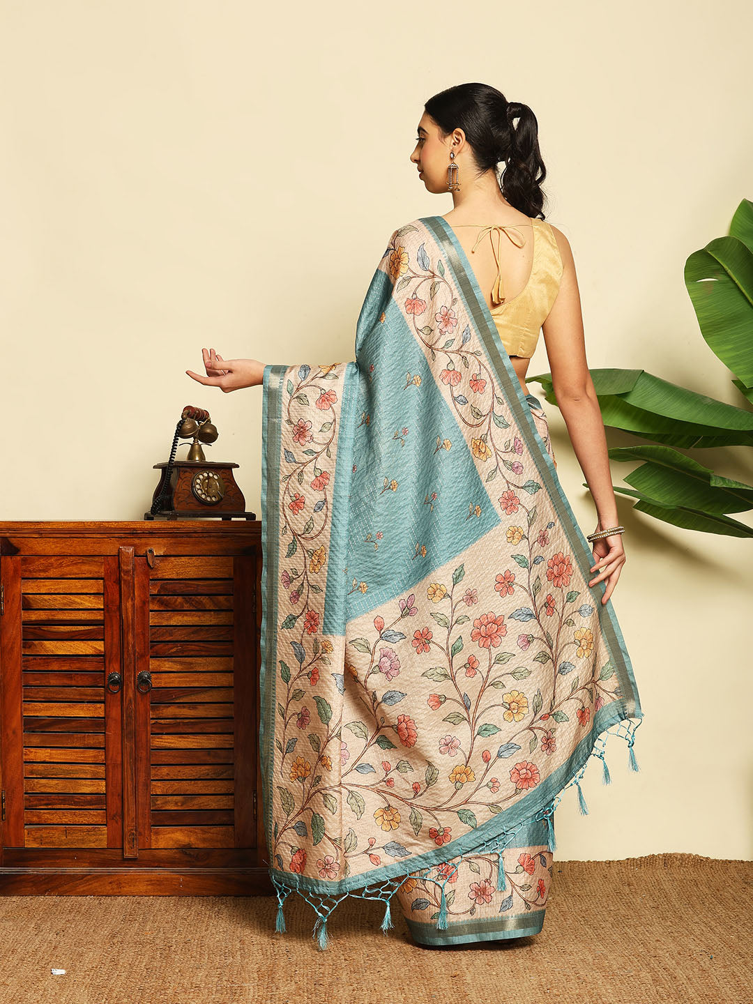 Printed Tussar Saree
