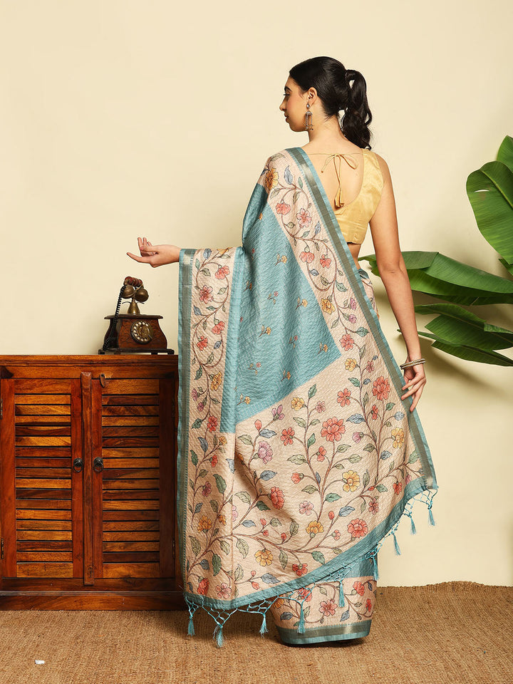 Printed Tussar Saree
