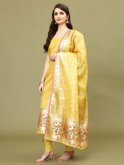 Woven Tissue Unstitched Suit Piece With Dupatta