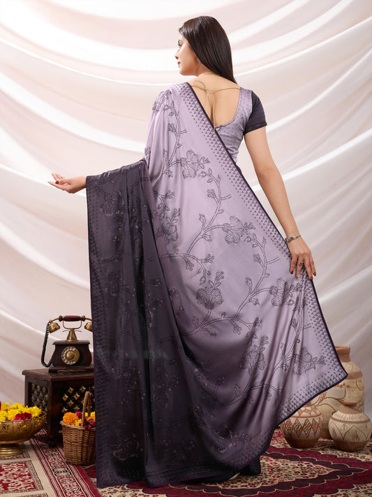 Stone Work Satin Woven Saree