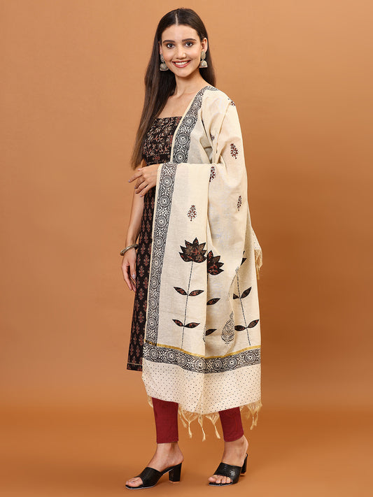 Printed Cotton Unstitched Suit With Dupatta