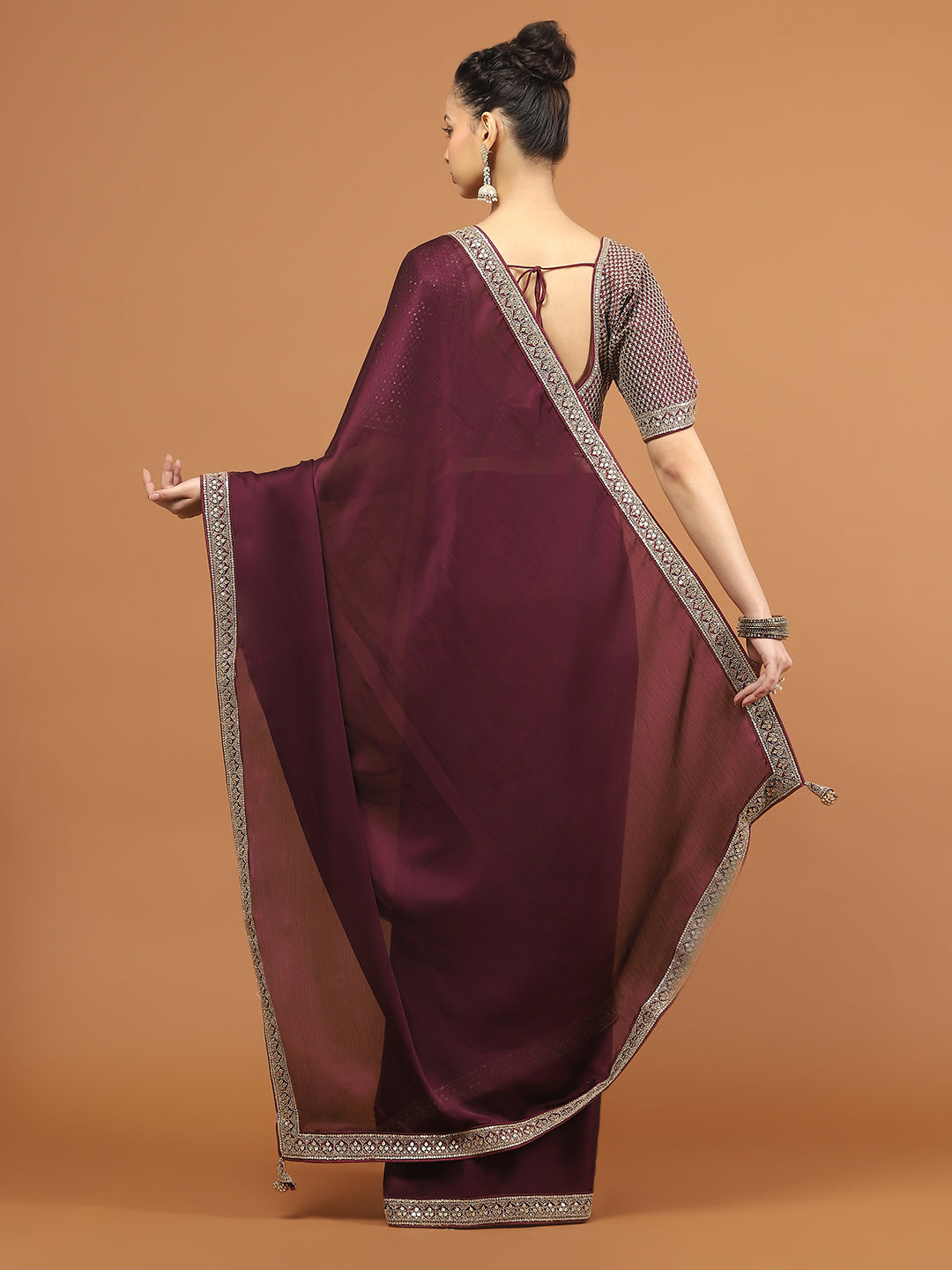 Stone Work Art Chiffon Saree