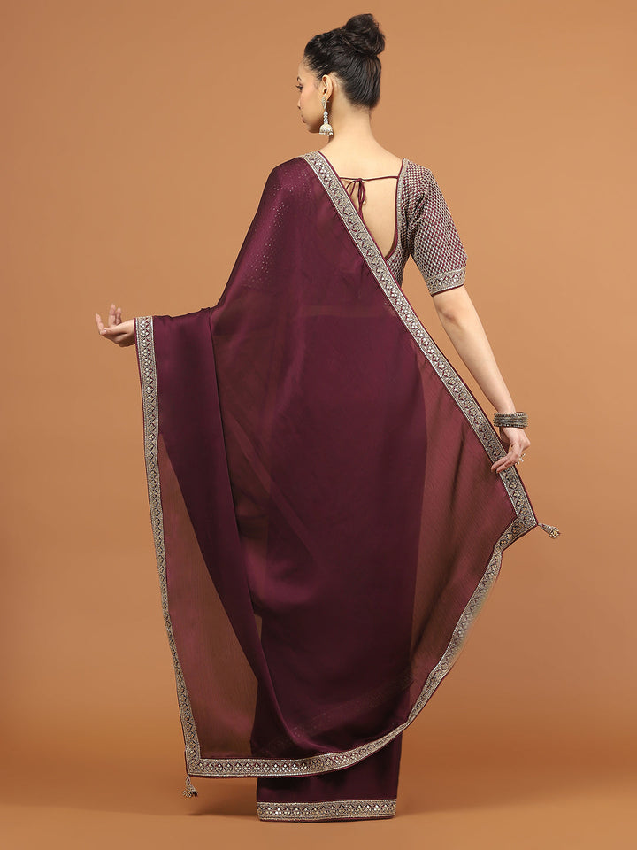 Stone Work Art Chiffon Saree