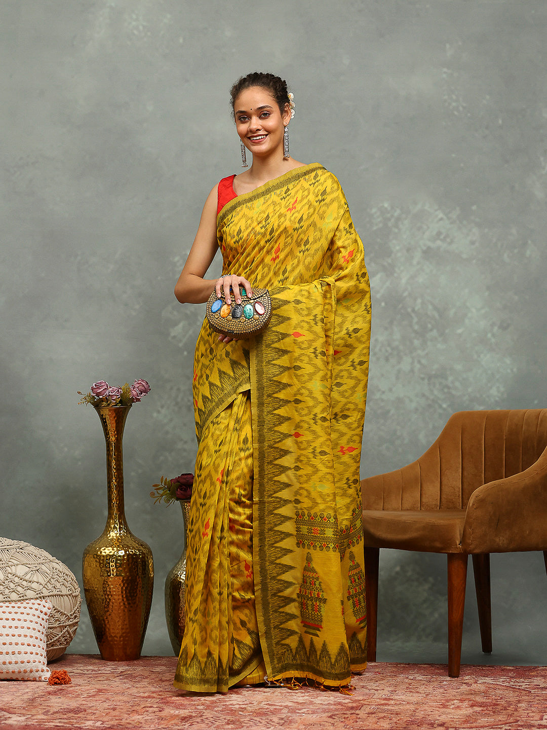 Resham Booti Woven Cotton Saree