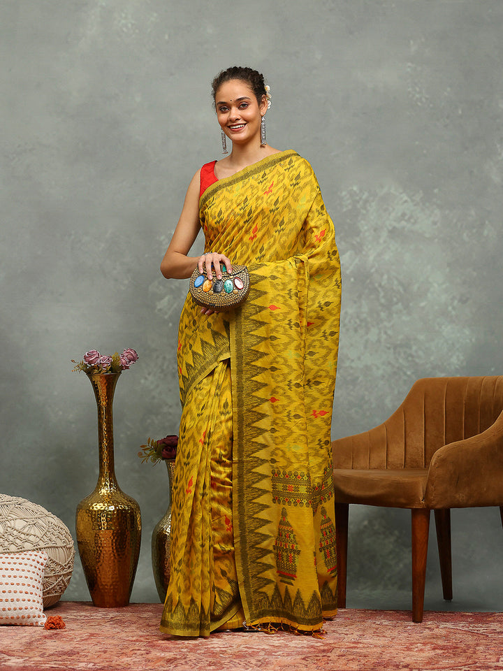 Resham Booti Woven Cotton Saree