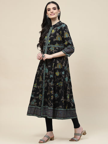 Floral Printed Cotton Kurta With Inner