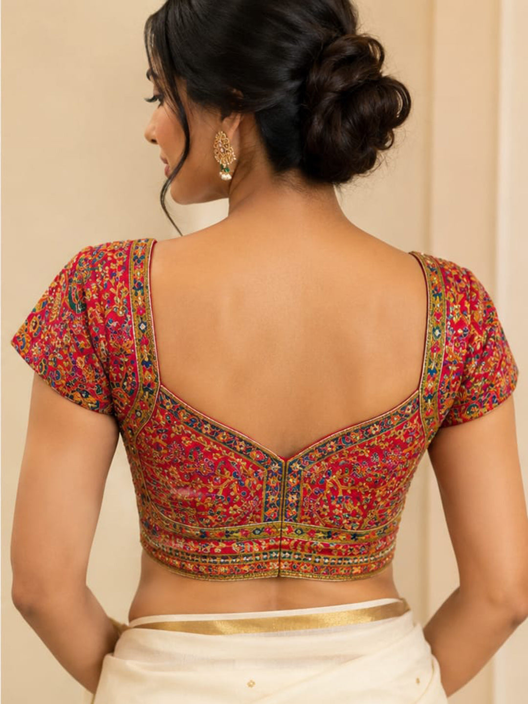 Premium Red Embroidery Viscose Blouse Piece