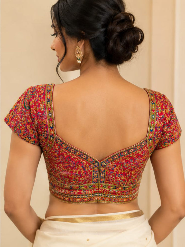 Premium Red Embroidery Viscose Blouse Piece