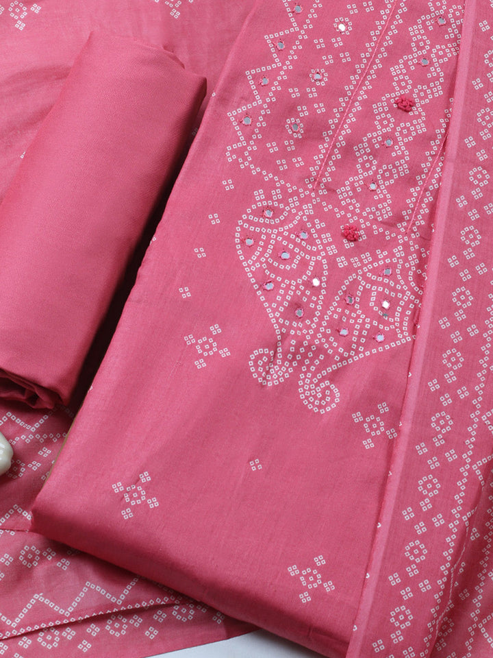 Printed Cotton Blend Unstitched Suit With Pant &amp; Dupatta