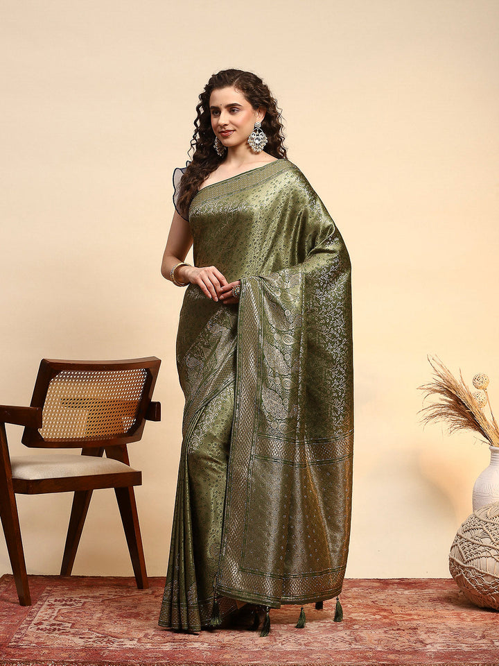 Embroidered Satin Saree