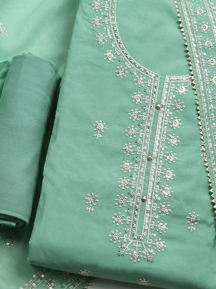 Embroidered Muslin Unstitched Kurta With Pant &amp; Dupatta
