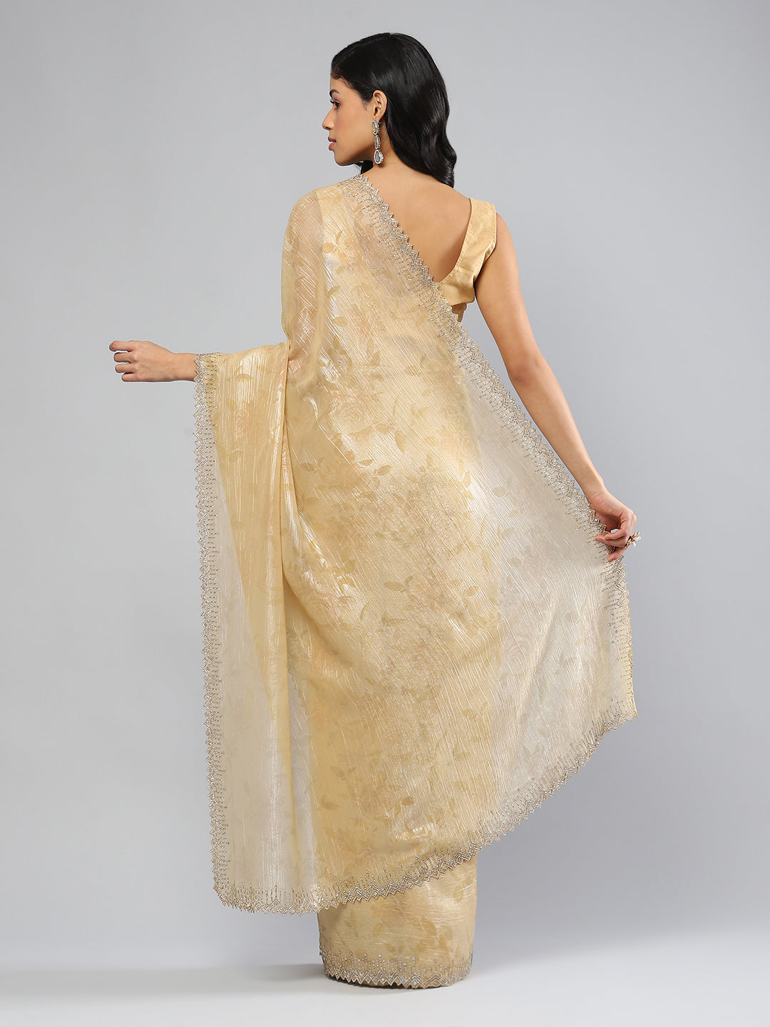 Swarovski Border Art-Chiffon Printed Saree