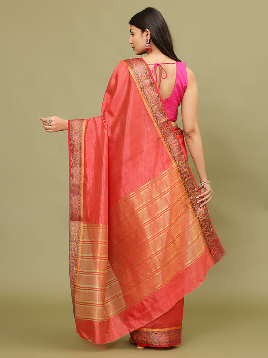 Zari Border Booti Woven Handloom Saree