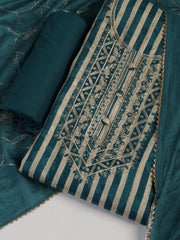 Neck Embroidered Cotton Blend Unstitched Suit With Dupatta